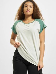 lässiges Urban Classics Damen T-Shirt 140 g/m² mit Baumwolle Creme-Beige/Grün