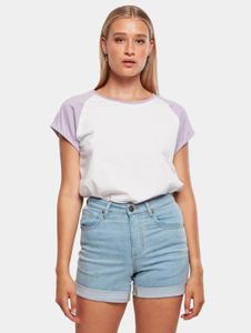 sportliches Urban Classics Damen T-Shirt 140 g/m² mit Baumwolle Weiß/Violett