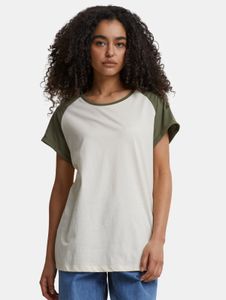 T-shirt femme Urban Classics, style sportif, 140 g/m², 100 % coton, blanc/vert