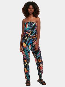 Fashionable Urban Classics women's dress with pockets, 115 g/m², black/multicolored