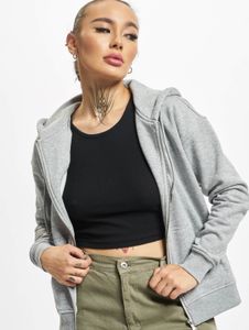 Soft Urban Classics women's hoodie with drawstring and zipper, 300 g/m² cotton, grey