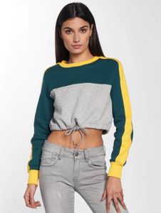 bequemes URBAN CLASSICS Damen Sweatshirt 300 g/m² mit Baumwolle Grau/Grün/Gelb