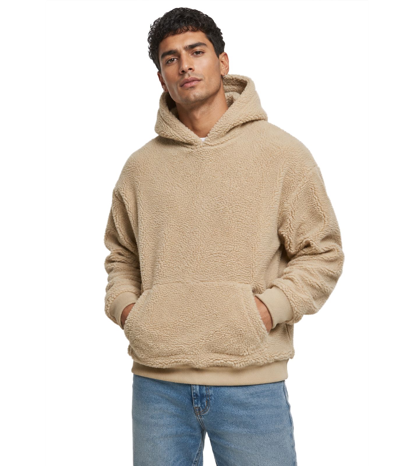 URBAN CLASSICS Herren Teddyfleece Hoodie mit Kapuze