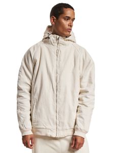 Veste homme Modern URBAN CLASSICS avec cordon de serrage et fermeture éclair, coton 280 g/m², écru-blanc