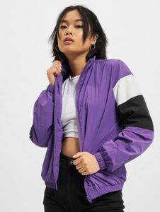 stylische Urban Classics Damen Jacke Reißverschluss Taschen 97 g/m² Violett/Weiß/Schwarz