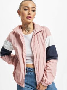 lässige Urban Classics Damen Jacke Reißverschluss Taschen 97 g/m² Rosa/Weiß/Blau