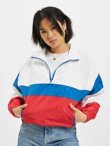 lässige Urban Classics Damen Jacke Reißverschluss Taschen 106 g/m² Weiß/Blau/Rot
