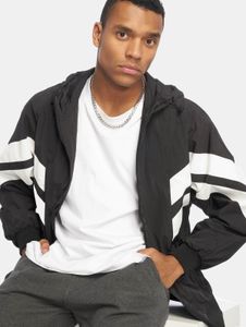 schlichte Urban Classics Herren Jacke Kordelzug Taschen 97 g/m² Schwarz/Weiß