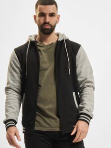 Sudadera con capucha para hombre Casual Urban Classics con cordón ajustable y cremallera, algodón de 380 g/m², color negro.