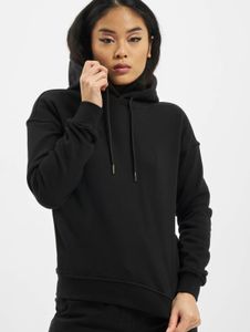 Comfortable Urban Classics women's hoodie with drawstring, rib knit, 300 g/m², black