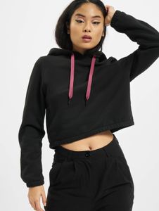 bequemer Urban Classics Damen Hoodie Kordelzug Kapuze 300 g/m² mit Baumwolle Schwarz
