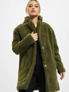 Chaqueta informal de mujer URBAN CLASSICS con bolsillos, corte oversize, 350 g/m², color caqui.