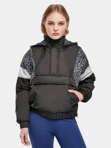 Sudadera con capucha para mujer Modern Urban Classics, estampado de leopardo, 68 g/m², color antracita.