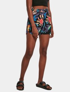 bequeme Urban Classics Damen Shorts Taschen 115 g/m² Schwarz/Bunt