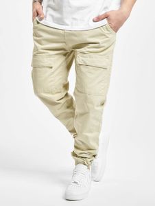 moderne URBAN CLASSICS Herren Hose Kordelzug Reißverschluss 320 g/m² mit Baumwolle Beige
