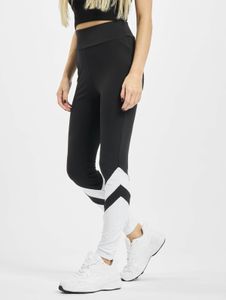 lässige Urban Classics Damen Hose Stretch Kordelzug Klettverschluss Schwarz/Weiß