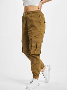 bequeme Urban Classics Damen Jeans Kordelzug Klettverschluss 90 g/m² Braun