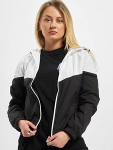 moderne Urban Classics Damen Jacke große Kapuze Taschen 68 g/m² Weiß/Schwarz