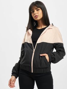 Veste femme Casual Urban Classics, grande capuche, poches, 68 g/m², noir/beige