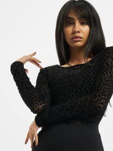 Lightweight Urban Classics women's dress, stretch mesh, leopard print, black