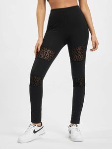 lässige Urban Classics Damen Hose Stretch Mesh Leo-Muster mit Baumwolle Schwarz