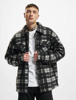 Stylische Urban Classics Herren Hemdjacke in Karomuster Jacke mit Reißverschluss und Brusttaschen Schwarz/Weiß