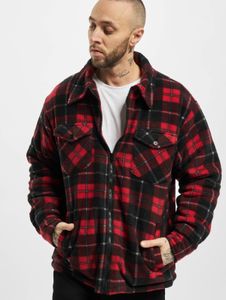 lässige URBAN CLASSICS Herren Jacke Reißverschluss Taschen 180 g/m² Rot/Schwarz