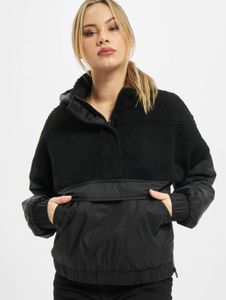 lässige Urban Classics Damen Jacke Kordelzug Klettverschluss 65 g/m² Schwarz