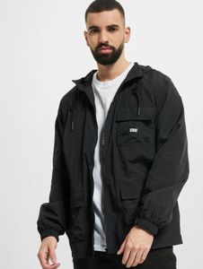 Modern Urban Classics men's jacket, large hood, drawstring, 97 g/m², black