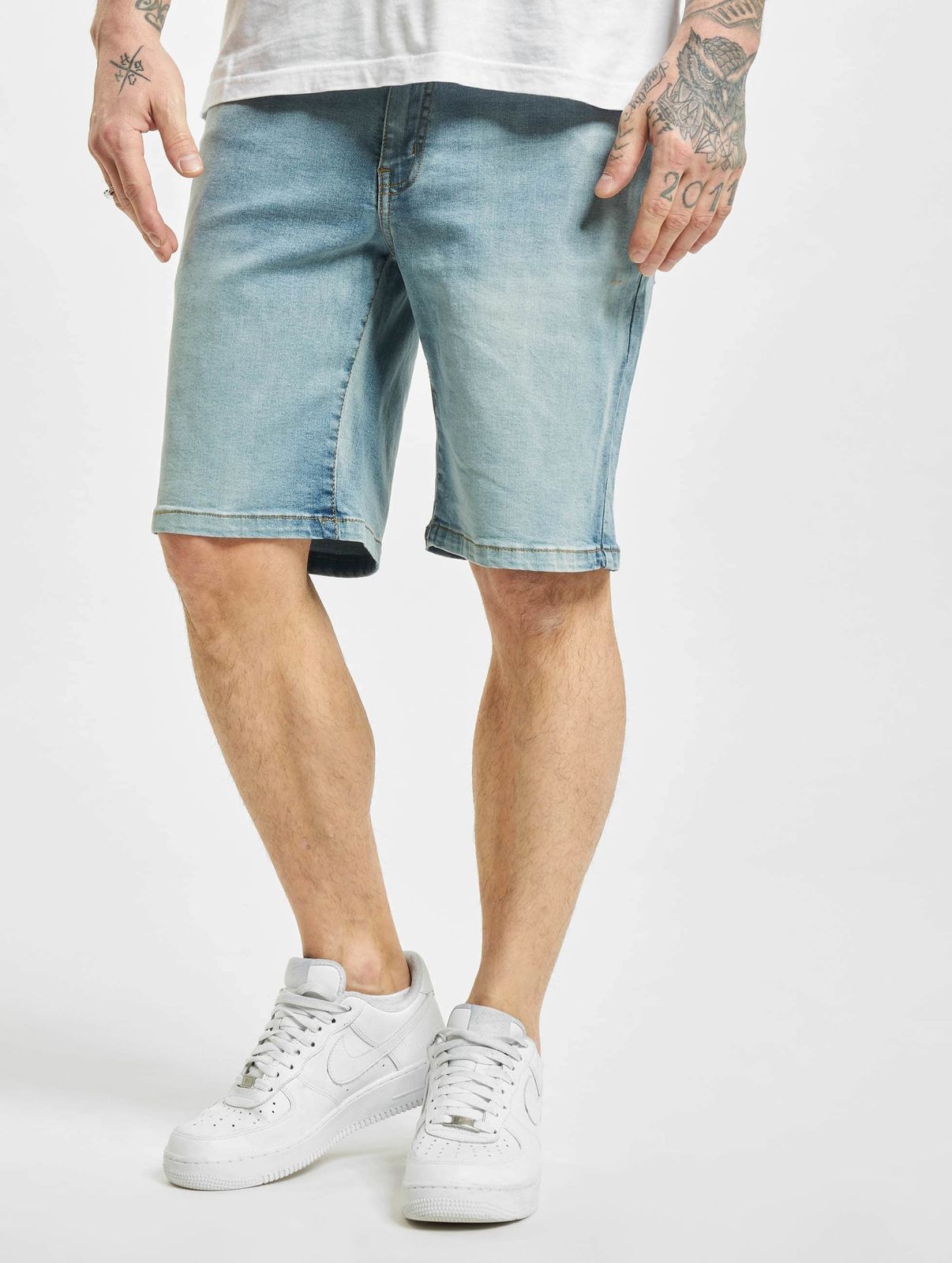 stylische Urban Classics Herren Jeans Stretch Reißverschluss Taschen mit Baumwolle Blau