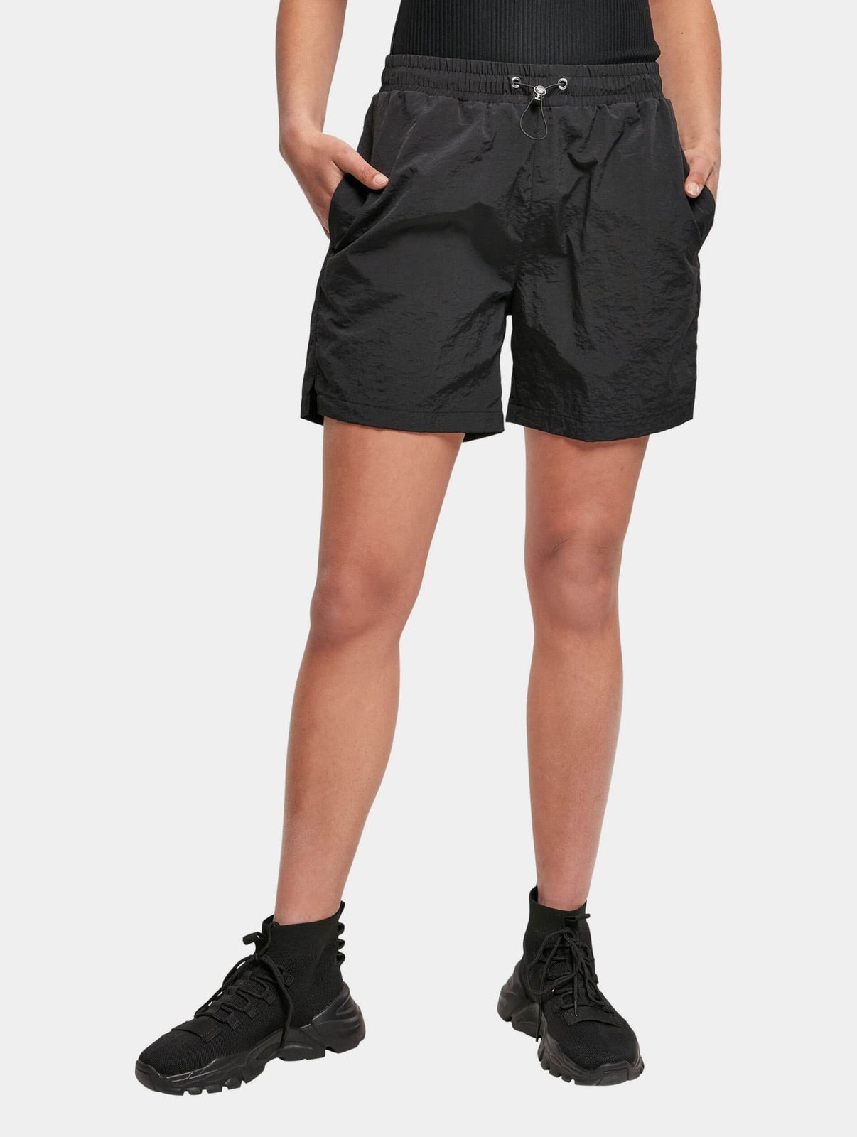 leichte Urban Classics Damen Shorts Taschen Mesh 97 g/m² Schwarz