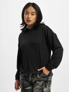 weicher Urban Classics Damen Hoodie große Kapuze Rippbündchen 300 g/m² Schwarz