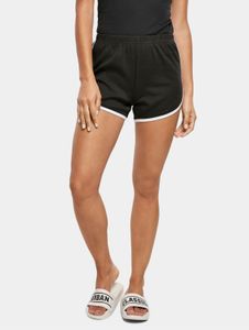 bequeme Urban Classics Damen Shorts 240 g/m² mit Baumwolle Schwarz/Weiß