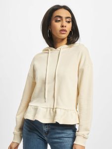 moderner URBAN CLASSICS Damen Hoodie Kordelzug Rippstrick 305 g/m² mit Baumwolle Ecru-Weiß