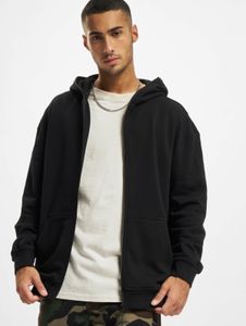 Modern Urban Classics Men's Hoodie, Zip-Up, Ribbed Cuffs, 305 g/m², Black