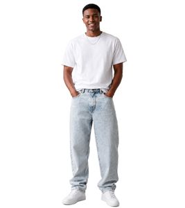 Moderne URBAN CLASSICS Herren Baggy Jeans aus Baumwolle – Weit geschnittene Denim Hose in Hellblau