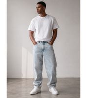 Moderne URBAN CLASSICS Herren Baggy Jeans aus Baumwolle – Weit geschnittene Denim Hose in Hellblau