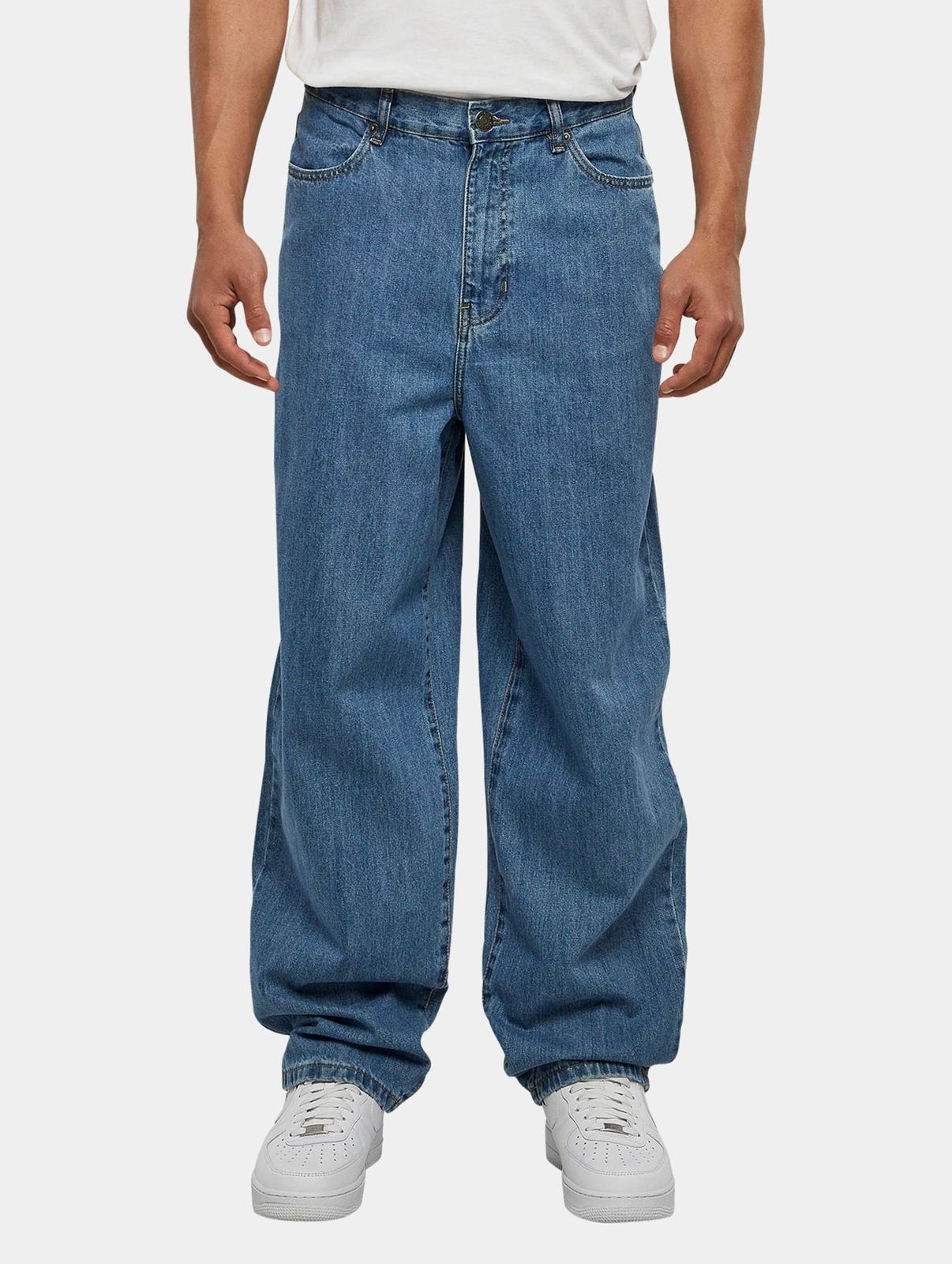 stylische URBAN CLASSICS Herren Jeans Reißverschluss Taschen 150 g/m² mit Baumwolle Blau