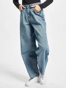 moderne Urban Classics Damen Jeans Reißverschluss Taschen 370 g/m² mit Baumwolle Blau