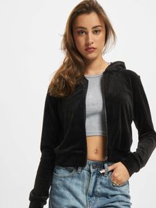 bequemer Urban Classics Damen Hoodie Stretch große Kapuze Reißverschluss Schwarz