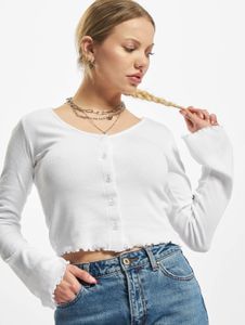 bequemes Urban Classics Damen Longsleeve Stretch Slim Fit 180 g/m² mit Baumwolle Weiß
