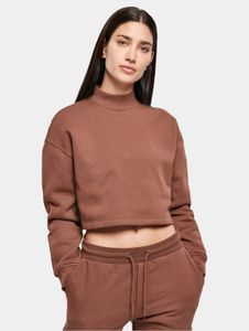 weiches Urban Classics Damen Sweatshirt Kordelzug Taschen 300 g/m² mit Baumwolle Braun