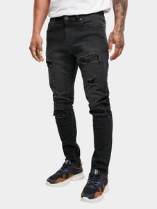 bequeme URBAN CLASSICS Herren Jeans Slim Fit Stretch Reißverschluss mit Baumwolle Schwarz