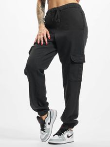 bequeme Urban Classics Damen Jeans Stretch Kordelzug Reißverschluss mit Baumwolle Schwarz