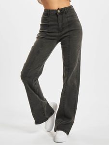 lässige URBAN CLASSICS Damen Jeans Straight Fit Stretch Reißverschluss mit Baumwolle Schwarz