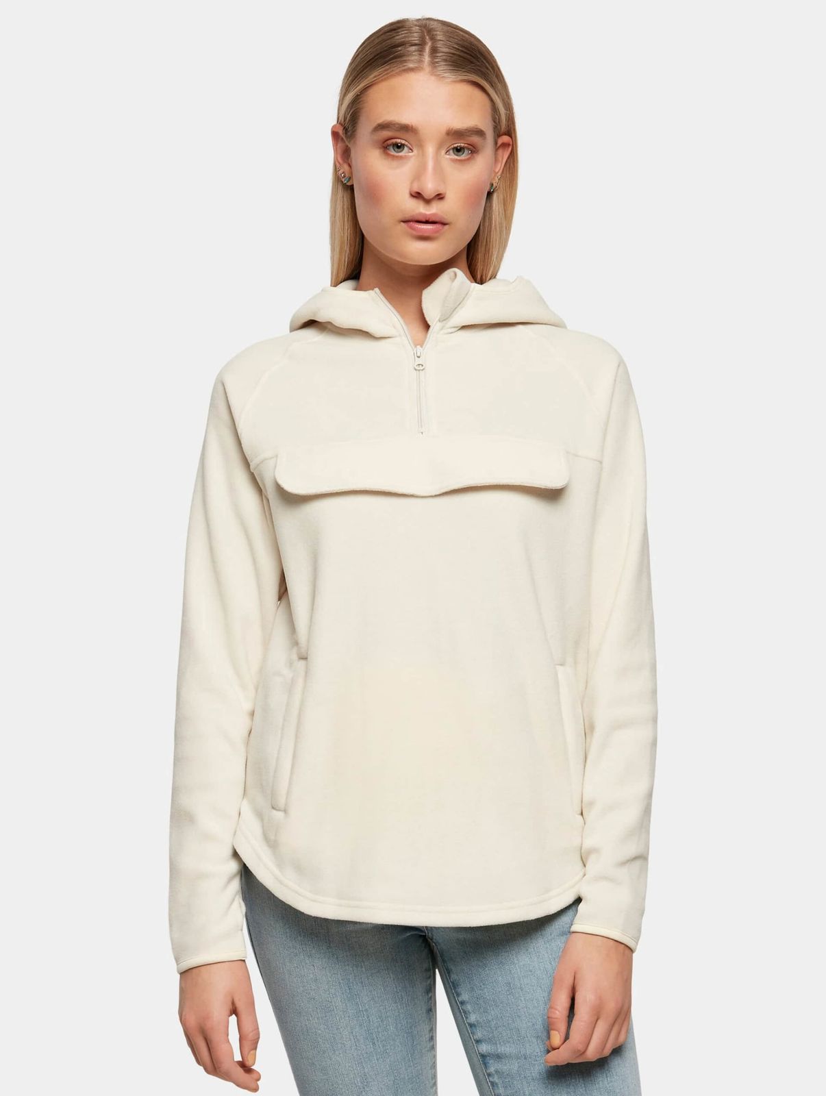 Urban Classics Damen Hoodie mit Reißverschluss und Taschen