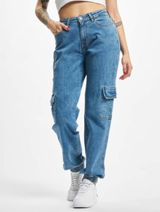 lässige Urban Classics Damen Jeans Stretch Reißverschluss Taschen Blau