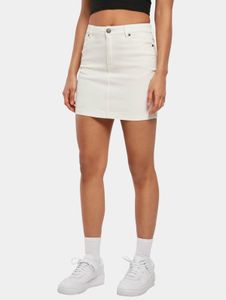 modisches Urban Classics Damen Kleid Stretch Reißverschluss Taschen Ecru-Weiß