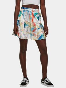 feminines Urban Classics Damen Kleid Kordelzug 115 g/m² Weiß/Bunt