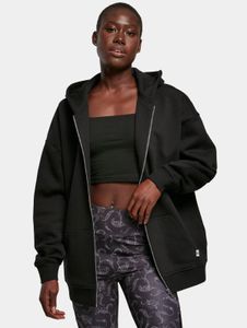 weicher URBAN CLASSICS Damen Hoodie große Kapuze Reißverschluss 300 g/m² mit Baumwolle Schwarz